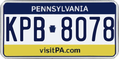 PA license plate KPB8078