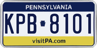PA license plate KPB8101