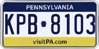 PA license plate KPB8103