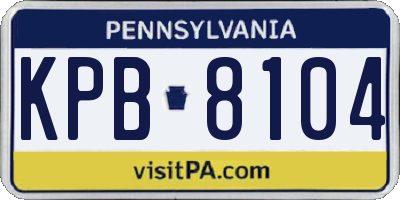 PA license plate KPB8104