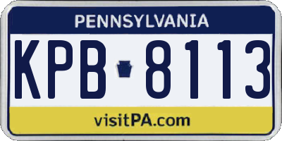 PA license plate KPB8113