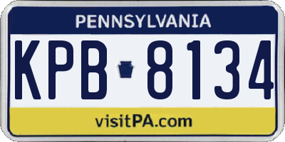 PA license plate KPB8134