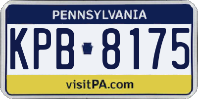 PA license plate KPB8175