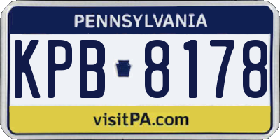 PA license plate KPB8178
