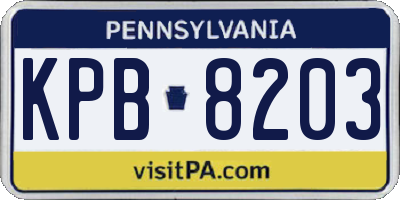 PA license plate KPB8203