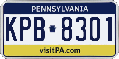 PA license plate KPB8301