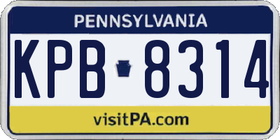 PA license plate KPB8314