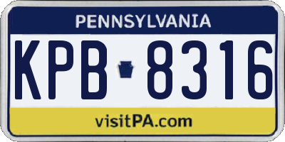 PA license plate KPB8316