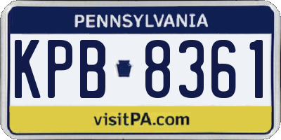 PA license plate KPB8361
