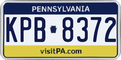 PA license plate KPB8372
