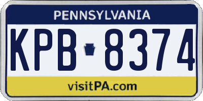 PA license plate KPB8374
