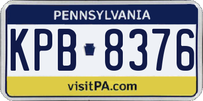 PA license plate KPB8376
