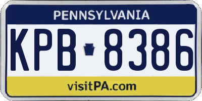 PA license plate KPB8386