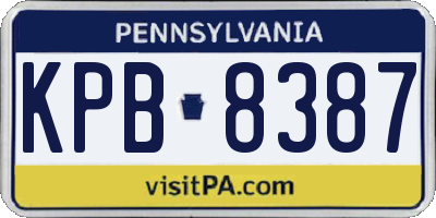 PA license plate KPB8387