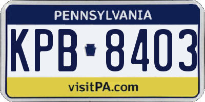 PA license plate KPB8403