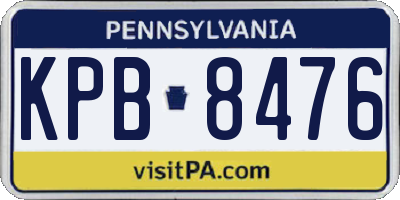 PA license plate KPB8476