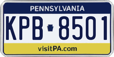PA license plate KPB8501