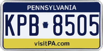 PA license plate KPB8505