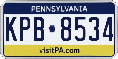 PA license plate KPB8534