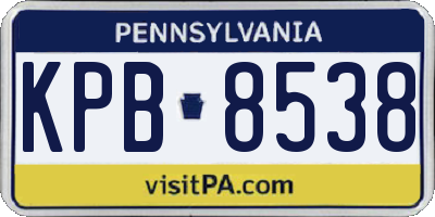 PA license plate KPB8538