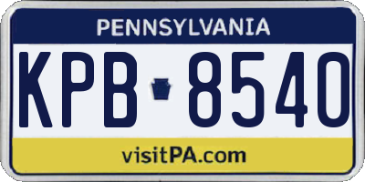 PA license plate KPB8540