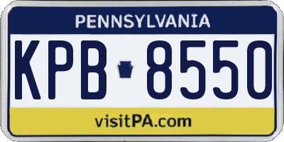 PA license plate KPB8550
