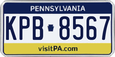 PA license plate KPB8567