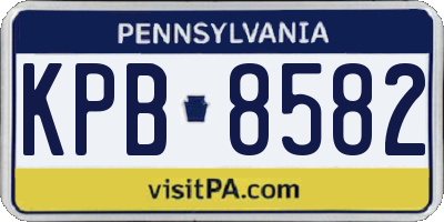PA license plate KPB8582