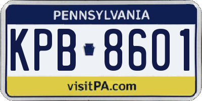 PA license plate KPB8601