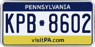 PA license plate KPB8602