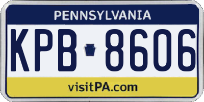 PA license plate KPB8606