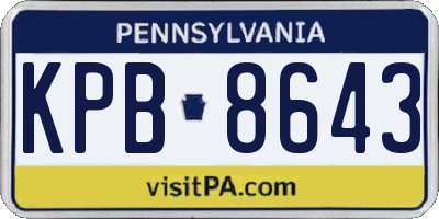 PA license plate KPB8643