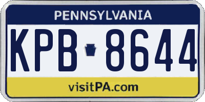 PA license plate KPB8644