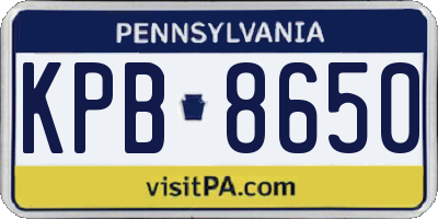 PA license plate KPB8650