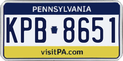 PA license plate KPB8651