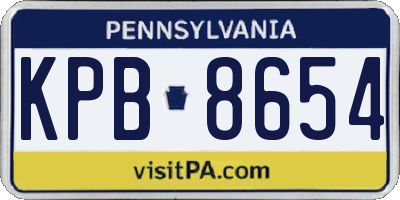 PA license plate KPB8654
