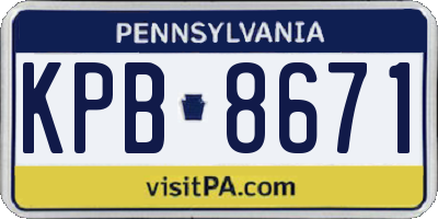 PA license plate KPB8671
