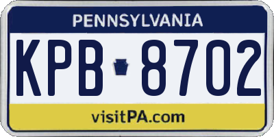 PA license plate KPB8702