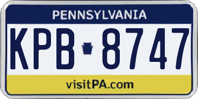 PA license plate KPB8747