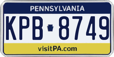 PA license plate KPB8749