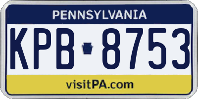 PA license plate KPB8753