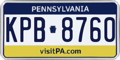 PA license plate KPB8760