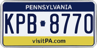 PA license plate KPB8770