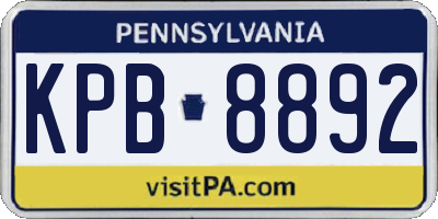 PA license plate KPB8892