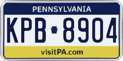 PA license plate KPB8904
