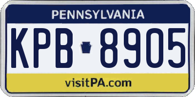 PA license plate KPB8905