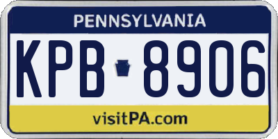 PA license plate KPB8906