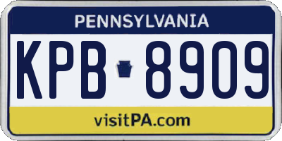 PA license plate KPB8909