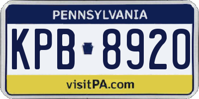 PA license plate KPB8920