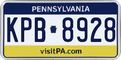 PA license plate KPB8928